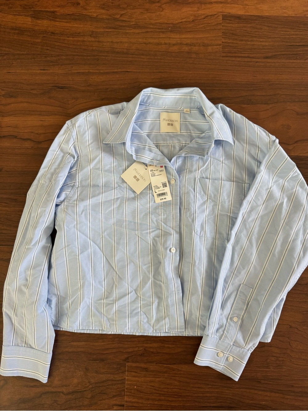 JW ANDERSON Light Blue Striped Button-Down Shirt